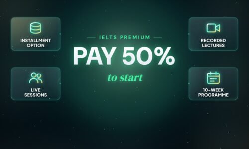 IELTS Premium (Live Sessions + Recorded Lectures) – Installment 50%
